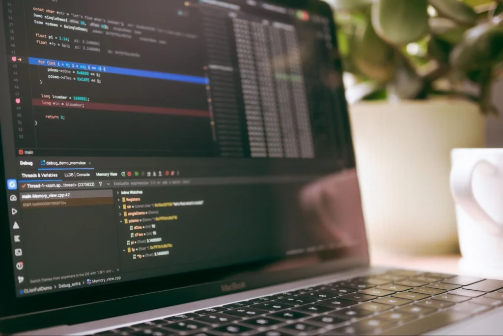 Software developer ide debugging code laptop